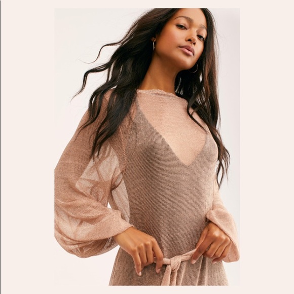 NEW Free People Daybreak Midi Dress - Rose Gold - Picture 4 of 11